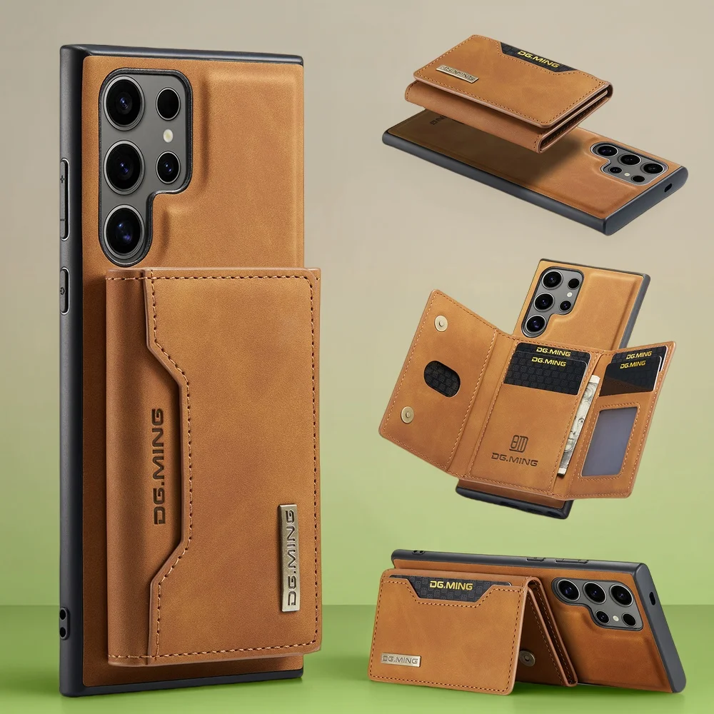 

For Samsung Galaxy S23 S24 Ultra S22 S21 S20 Plus A55 A35 A34 A54 A24 2 in 1 Magnetic Detachable Cards Solt Leather Wallet Case