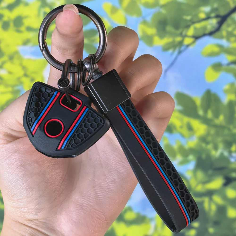 Sporty Dual Side Honeycomb Designed Motorcycle Key Cover with Keychain for BMW S1000r S1000rr S1000xr S 1000 R RR XR