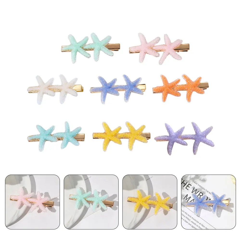 

8pcs Colorful Shell Hair Clips For Girls s Sea Star Headdress Decorative Hairpin Party Accessories Child Hairpins Comfortable