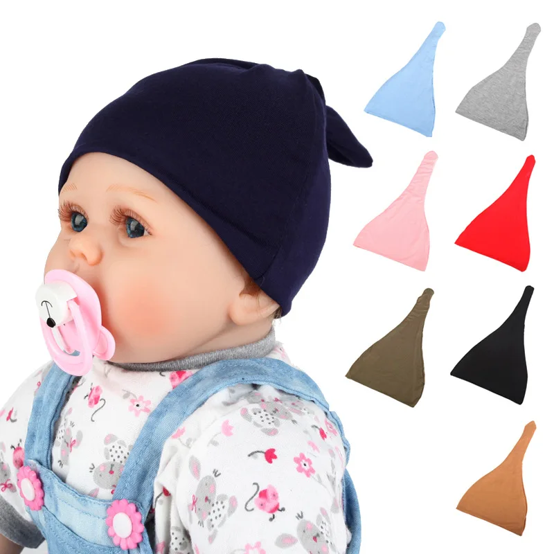 Double Layers Handmade Knotted Hat Solid Baby Girls Comfortable Warm Cotton Infant Cap DIY Clothing Decoration Newborn Headwear