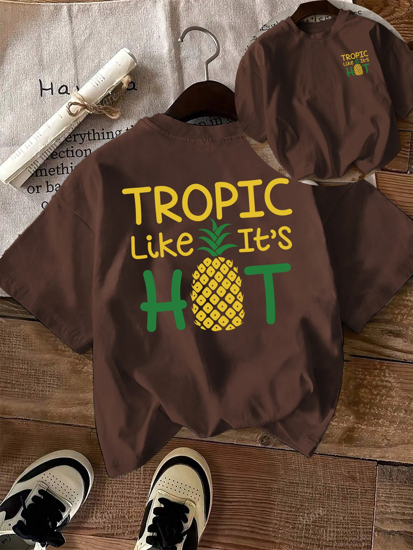 

Ананас Фрукты Тропик как это горячий дизайн Женские футболки Хлопковая повседневная футболка Летний топ с круглым вырезом Y2K Свободный короткий рукав