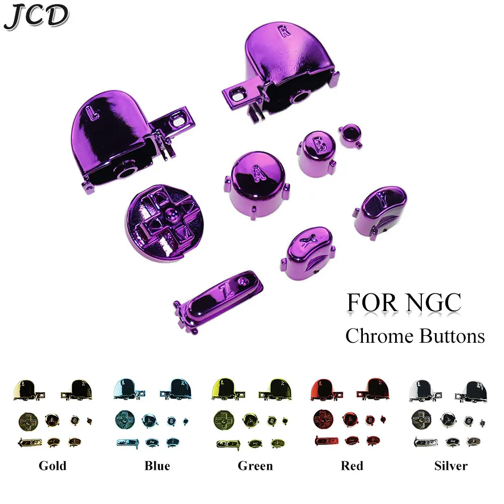 JCD For NGC Controller Chrome Buttons Kit For Gamecube L R Right Left Trigger Buttons D-Pad Power ON OFF ABXY Trigger Parts