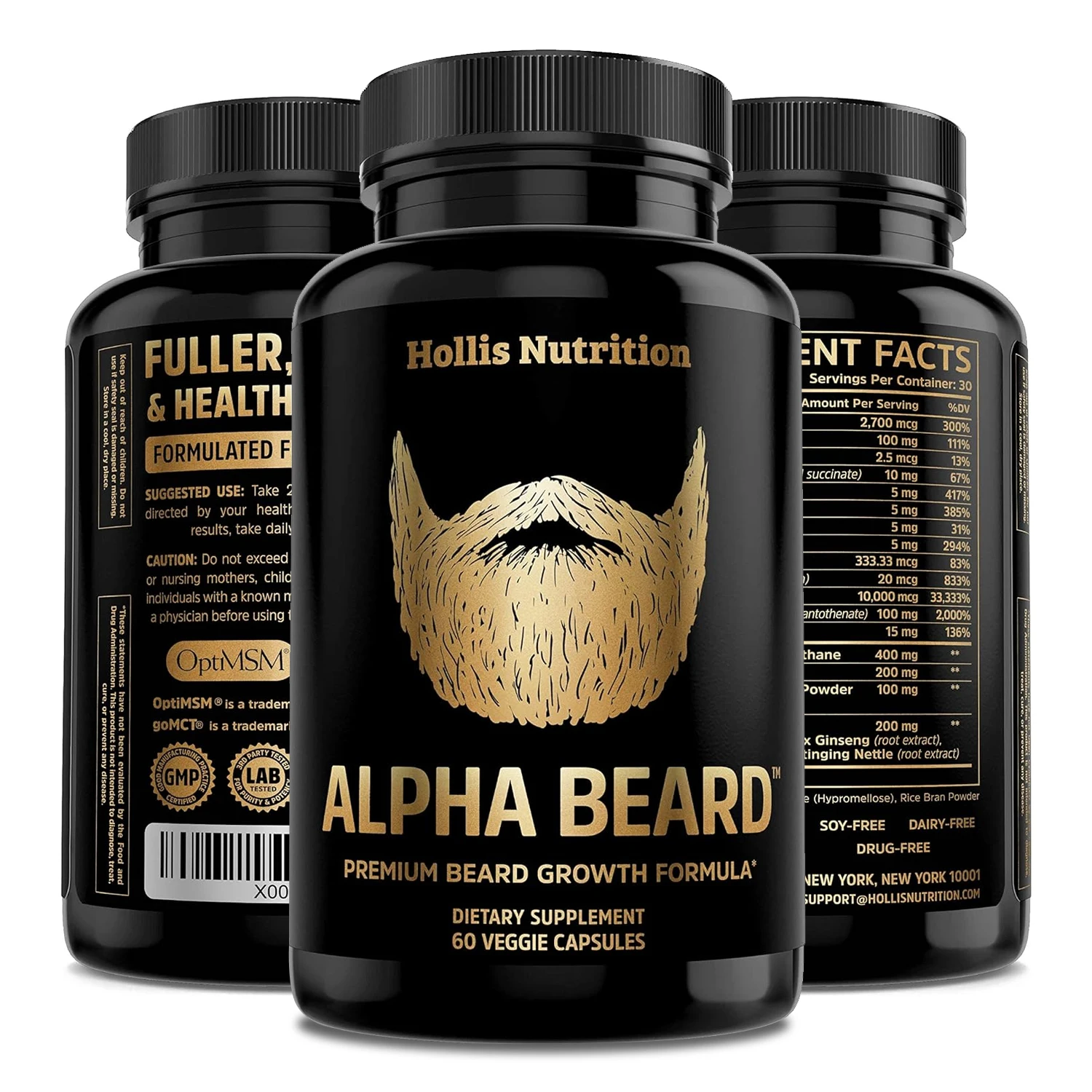 

Добавка с формулой для роста бороды Alpha — содержит биотин и коллагеновую способность сильного и густого роста мужских волос на лице.