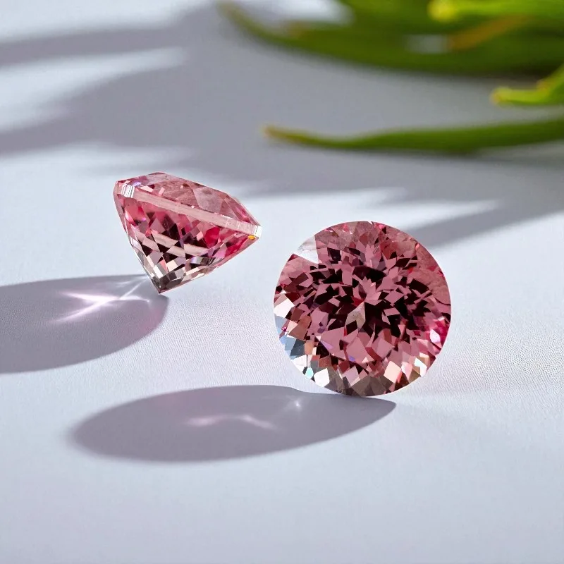 Laborgezüchteter Saphir, runder Schliff, Sonnenaufgangsrosa, loser Edelstein, wählbares Zertifikat, bestanden bei Diamantprüfer, für die Schmuckherstellung – Detail 4