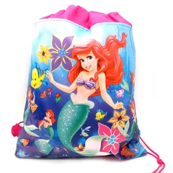 Little Mermaid Theme Backpack Mochila Happy Birthday Party Girls Favors Non-woven Fabrics Drawstring Bags 12pcs/Lot