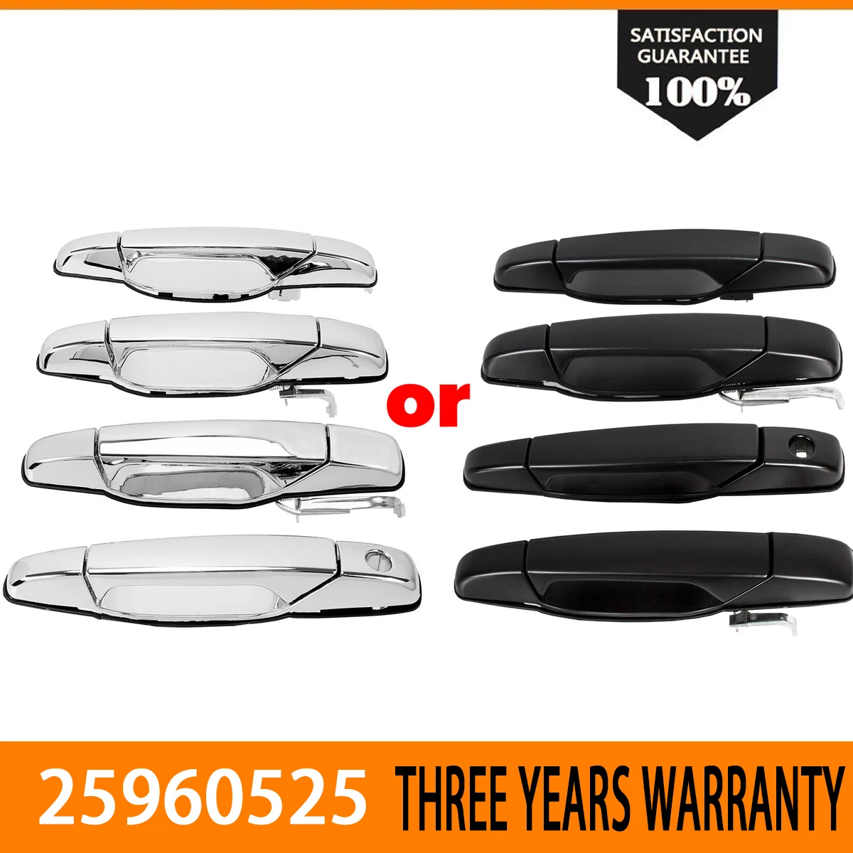 Front Rear Left Right Exterior Door Handle For 2007-2013 Cadillac Escalade Chevy Avalanche Silverado Suburban Tahoe GMC 25960525