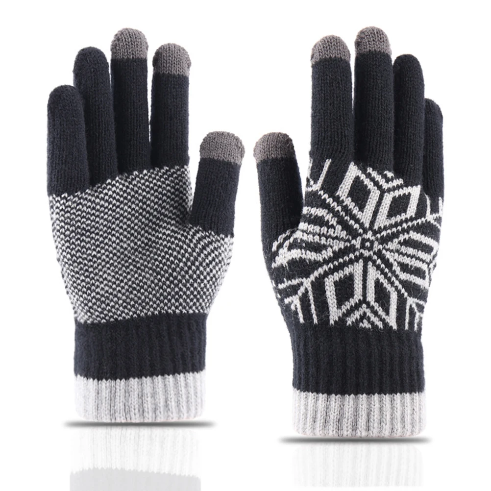 

Fleece Cashmere Touchscreen Gloves Winter Knitted Warm Heating for The Work Black