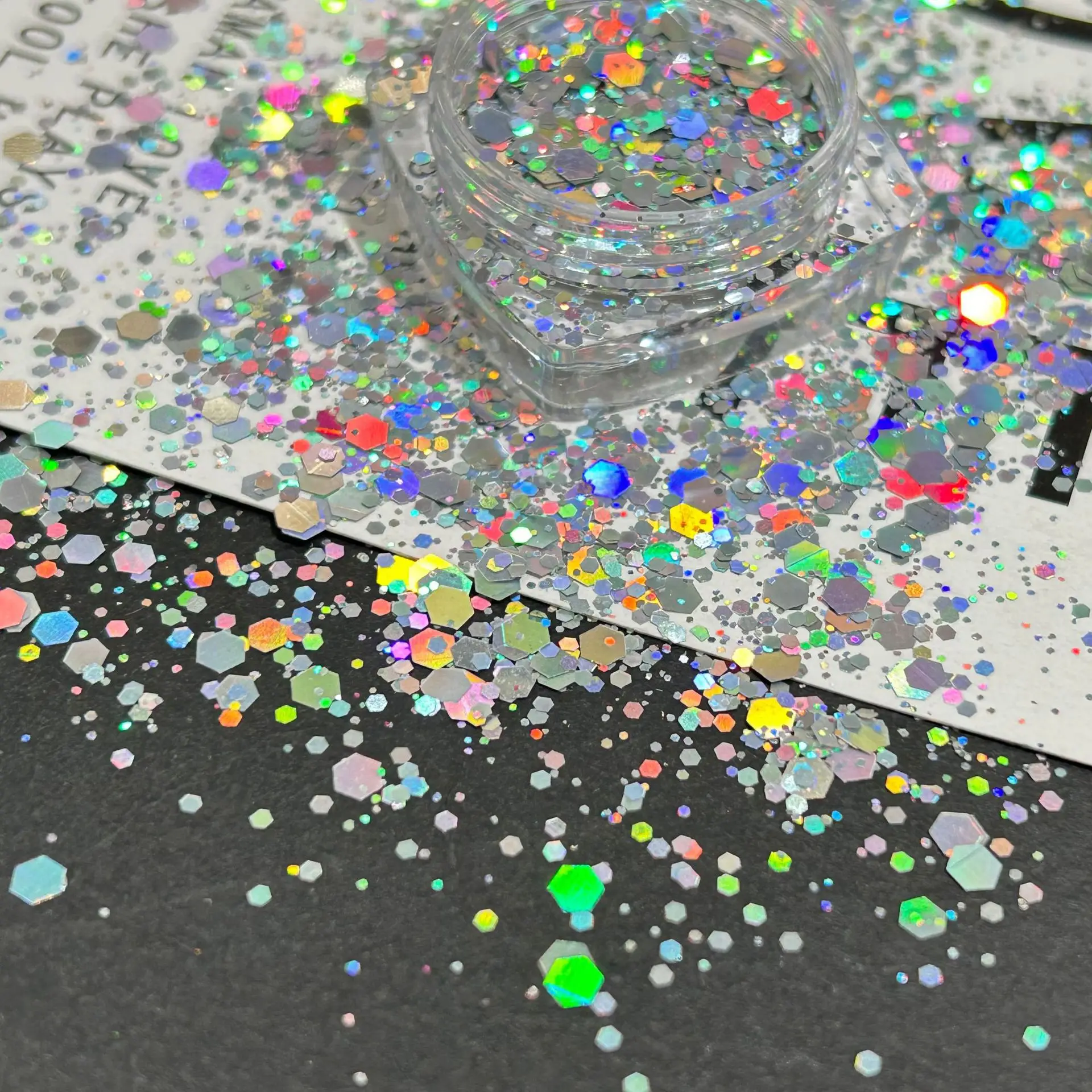 1000 g/worek Pryzmatyczny sześciokątny brokat do paznokci - wielokolorowe laserowe holograficzne płatki do hipnotyzującego zdobienia paznokci