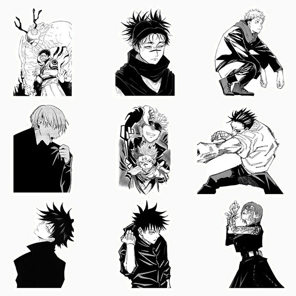 10/30/50/100pcs Anime Jujutsu Kaisen adesivi per cartoni animati Cool Black White Graffiti decalcomanie telefono Skataboard adesivo per bagagli