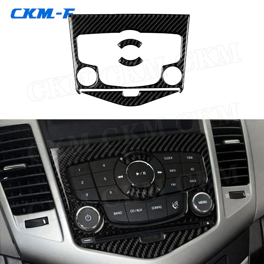 Carbon Fiber Car Central Control CD Panel Switch Button Trim Cover Stickers For Chevrolet Cruze 2009-2015 Car Accessories