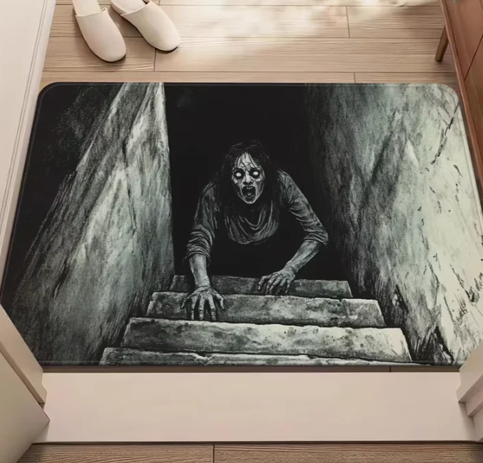 1pc Black Art Fashion Door Mat  Non-Slip Microfiber Absorbent  Machine Washable Bathroom Floor Pad Outdoor Rugs