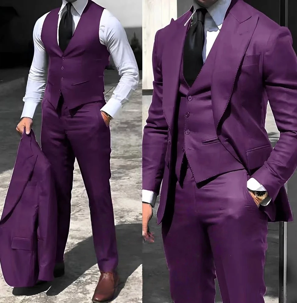 

Suit for Men Wedding Slim Fit 3 Piece Set Blazer Jacket Vest Pants Tuxedo Suits for Groomsmen Business Prom Party Sport Coat