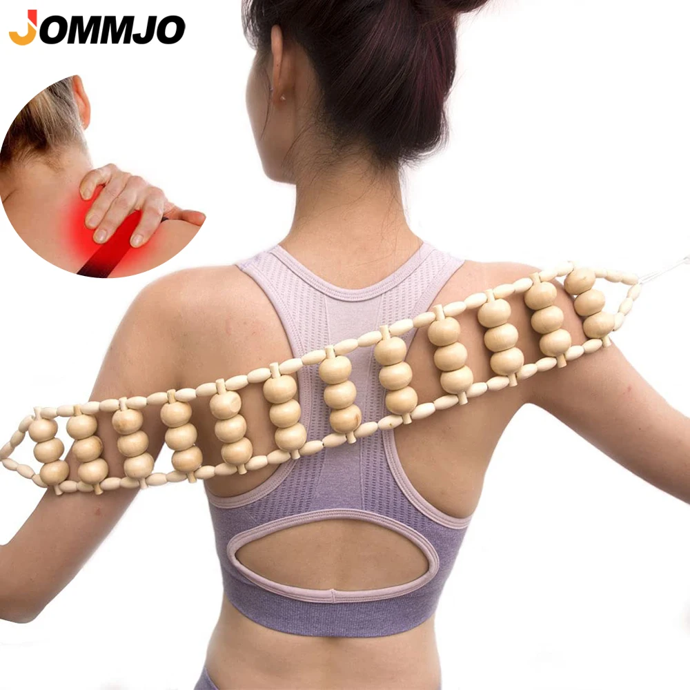 

JOMMJO Wood Back Massage Roller Rope,Wood Therapy Cellulite Self Massage Tools For Back, Neck, Shoulders, Legs,Waist Pain Relief