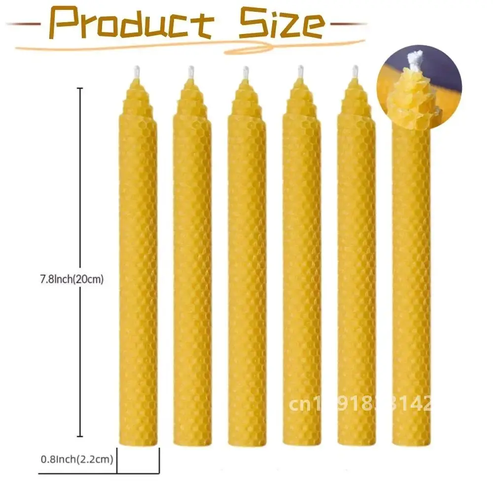 Beeswax Taper Candles Hand-Rolled Honeycomb Design Beeswax Candles Smokeless Wax Candle for Party Dating Home Dinner Table Decor