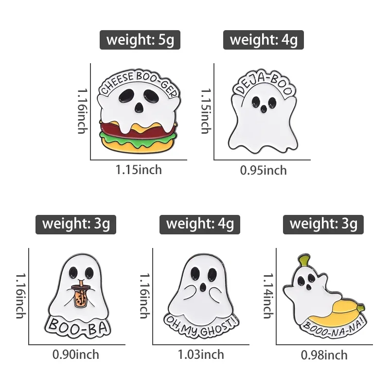 Oh My Ghost Hamburger Boo Cartoon Spooky Enamel Pins Custom Cheese Boo Ger Brooch Backpack Lapel Badges Jewelry Gift for Friends