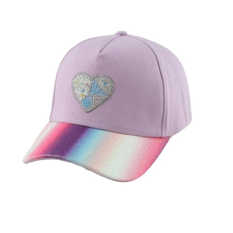 Cute Girls Baseball Cap Cartoon Heart Embroidered Baby Hat Snapback Child Rainbow Visor Sun Hats 3-8 Years Old