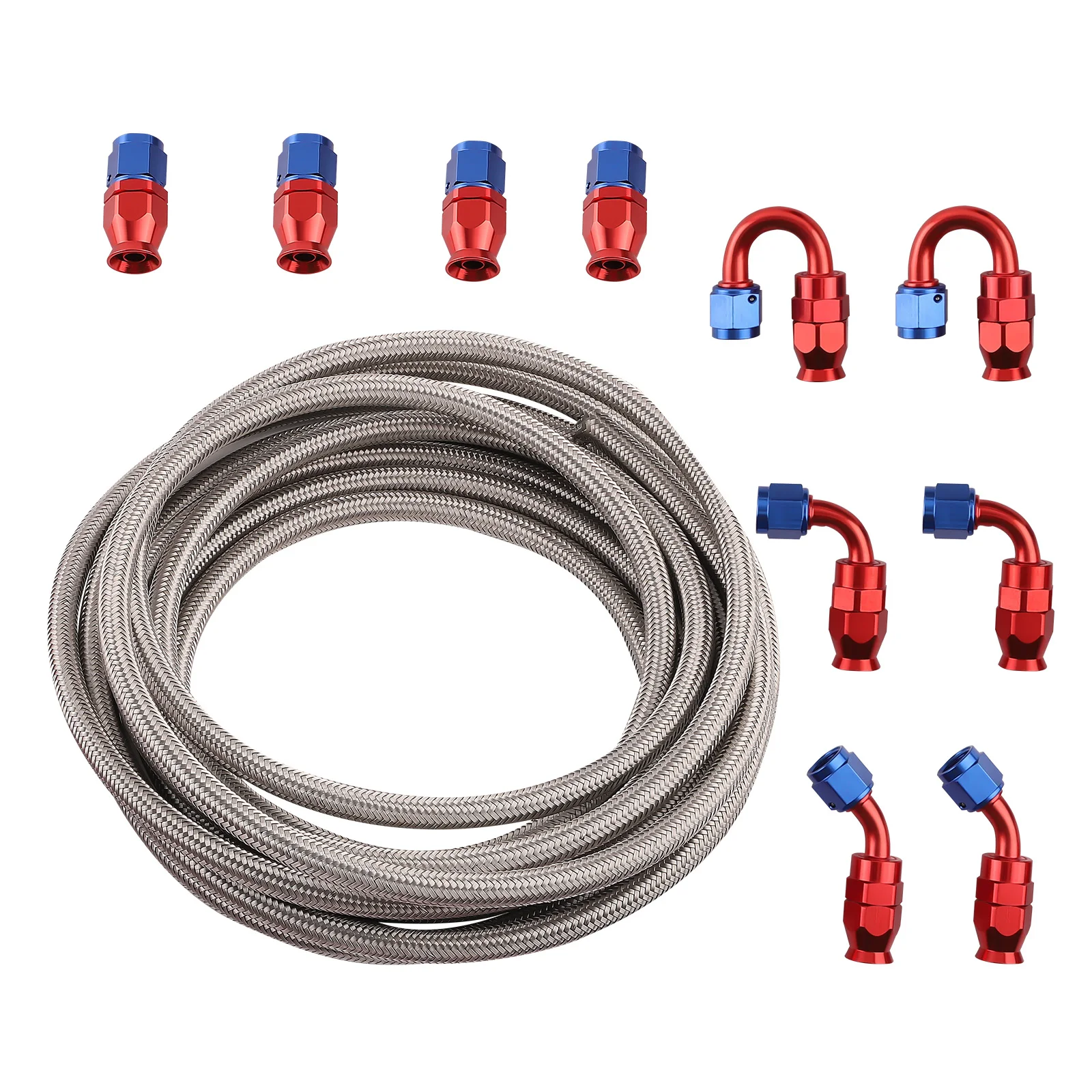 

Stainless Steel PTFE Fuel Line Hose 6 Meter AN6 -6 AN Swivel Fitting Return Kit