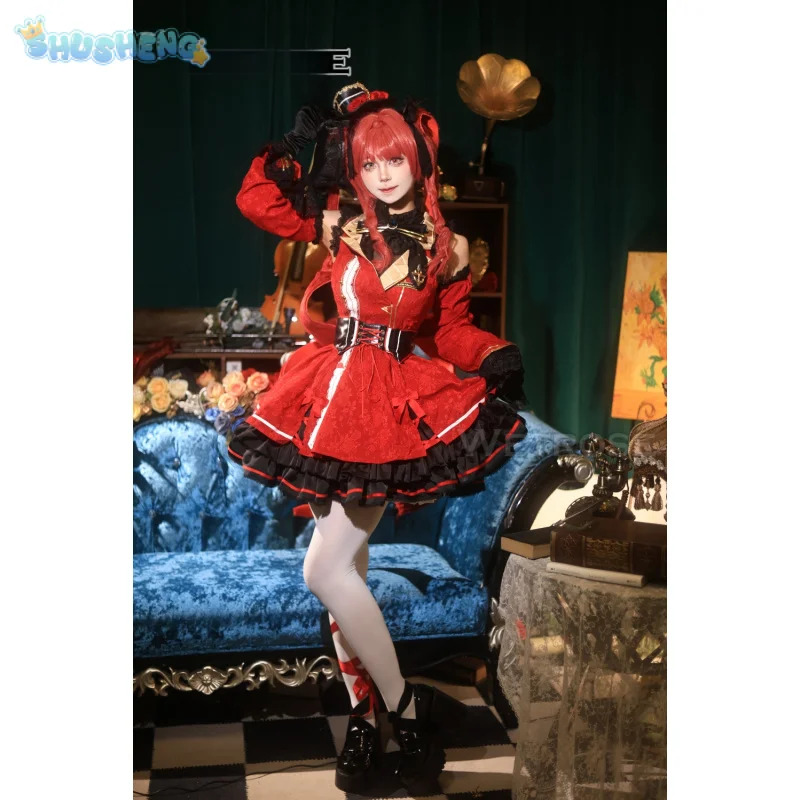 

Hololive Vtuber JP Houshou Marine Косплей Костюм Хэллоуин Карнавал Девушка Милое Платье Головной Убор Перчатки Реквизит Красная Готическая Лолита