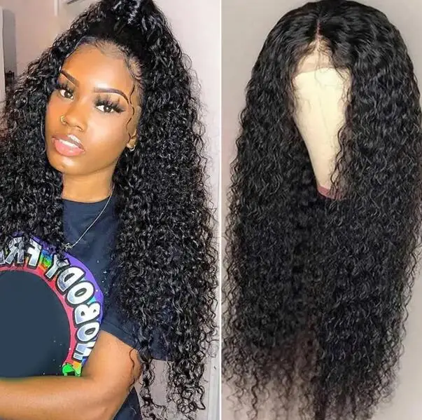 

African Brazilian Curly Wigs Soft Fluffy Trendy Water Wave Wig With Baby Hair Curly Hair Women Wig Headgear For Black Women