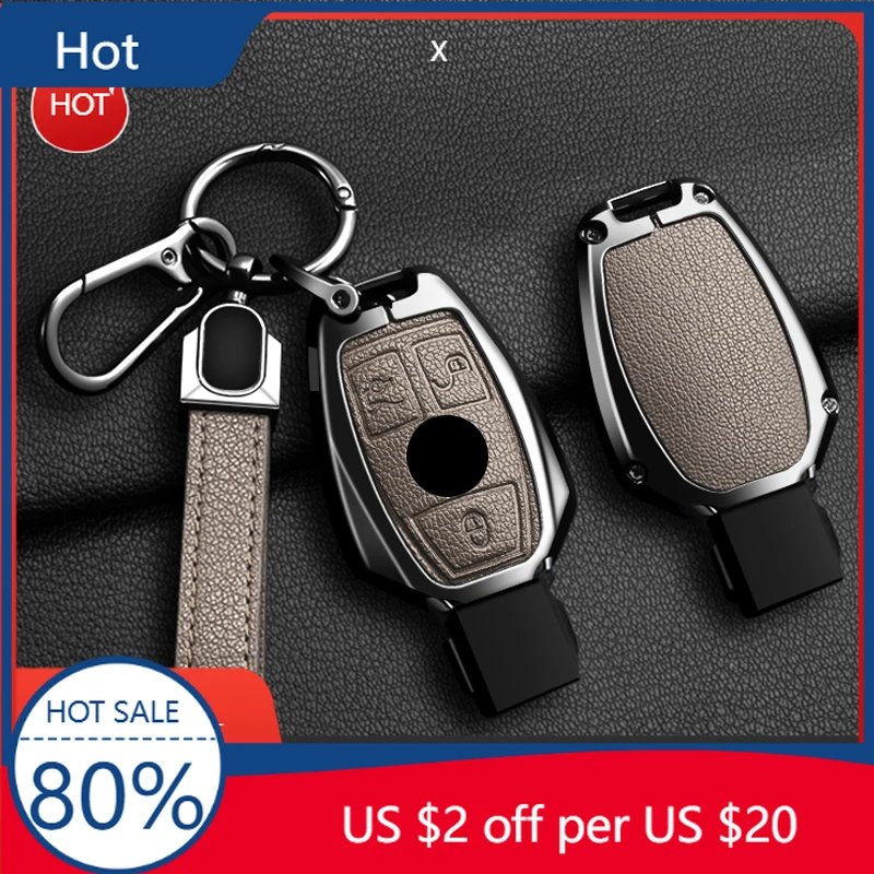

2026 Hot Car Sticker Alloy Style Car Key Case Cover Shell Fob For Mercedes Benz A C E S Class W213 W222 W223 W205 W206 W212 W176