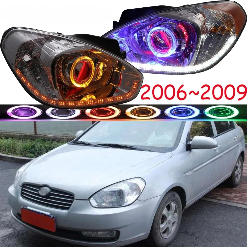 Faro delantero de coche para Hyundai Accent, lámpara de cabeza Solaris, DRL Bi Xenon Lens, 38W, Año 2006-2009