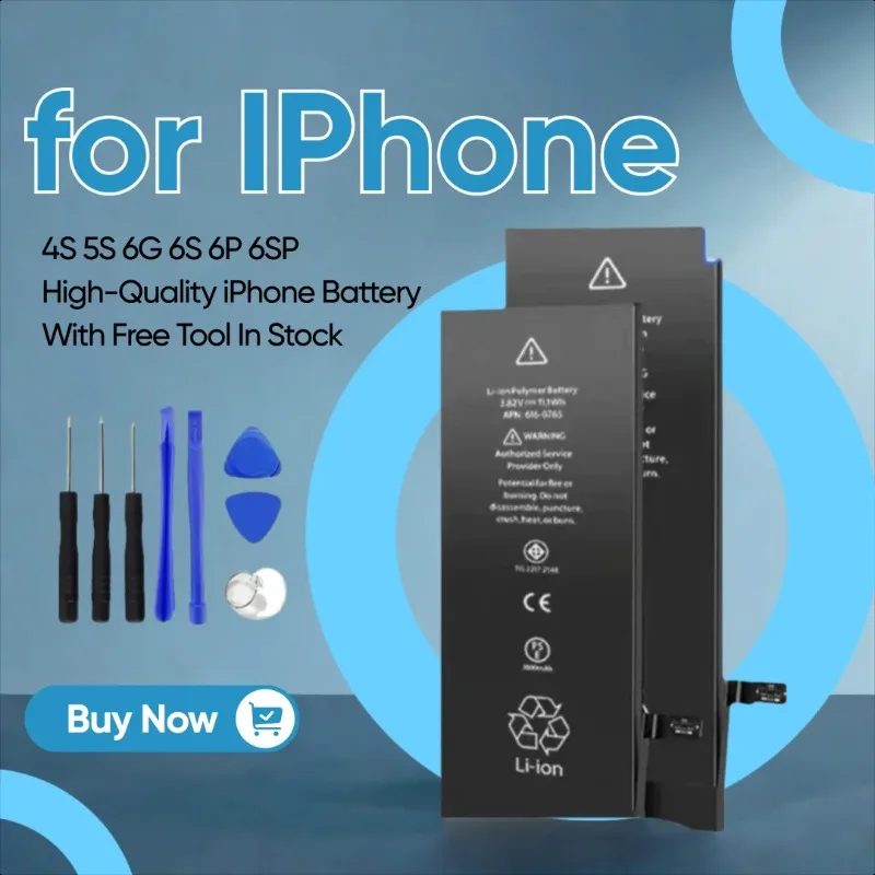

Велосипедная батарея для IPhone 4S 5S 6G 6S 6P 6SP Высококачественная батарея для iPhone с бесплатным инструментом на складе