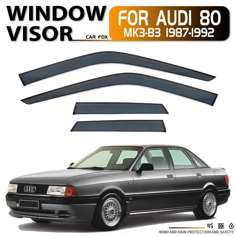 4Pcs Window Visor For Audi 80 MK3-B3 1987-1992 Weathershield Sun Rain Deflector Guard Car Window Deflector