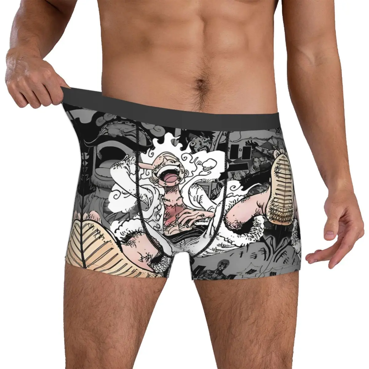 남자 Luffy Gear 원피스 복서 재미 있은 속옷 복서 팬티