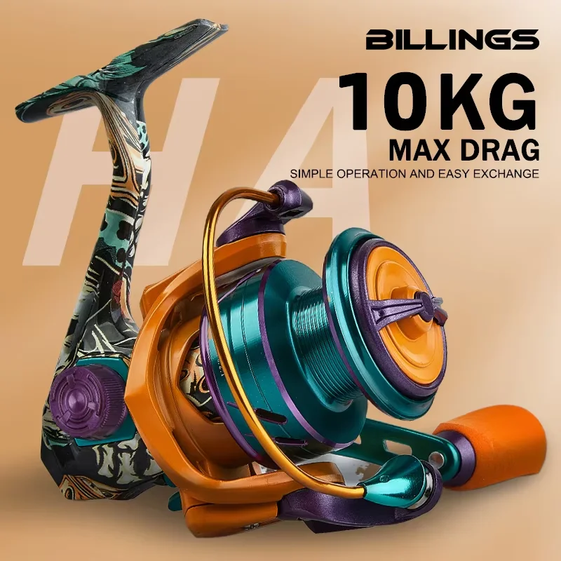 BILLINGS Spinning Fishing Reel 10KG Max Drag 5.2:1 Gear Ratio with Anti-Reverse 1000~6000 Spinning Reels for Saltwater Freshwater Bass Trout Fishing