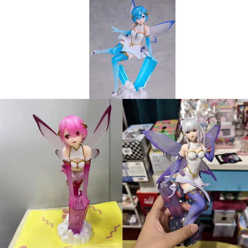 

Genuine Re:zero - Starting Life In Another World Rem Emilia Ram Pvc Desktop Ornament Collector Figure Model Toy Gift In Stock