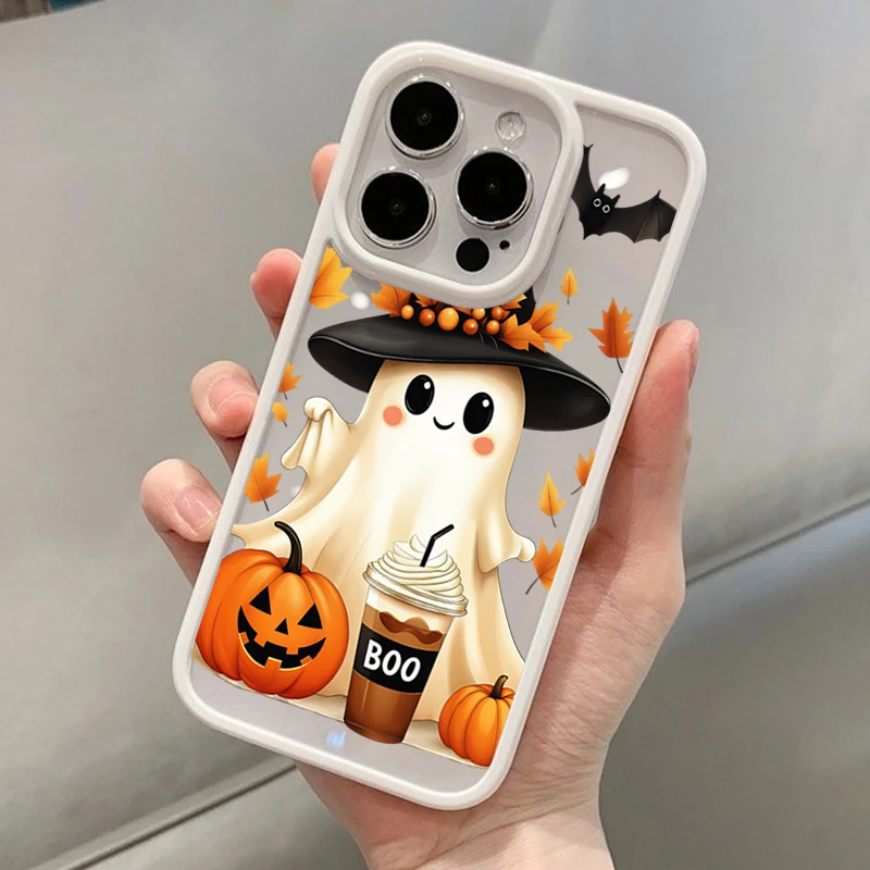 Niedliche Halloween-Geister-Kürbis-Fledermaus Transparente Hülle für iPhone 18 Pro 17 Pro Max 16 15 14 13 12 11 16E Air X XR XS 7 8 Plus SE2022 Cover – Detail 7