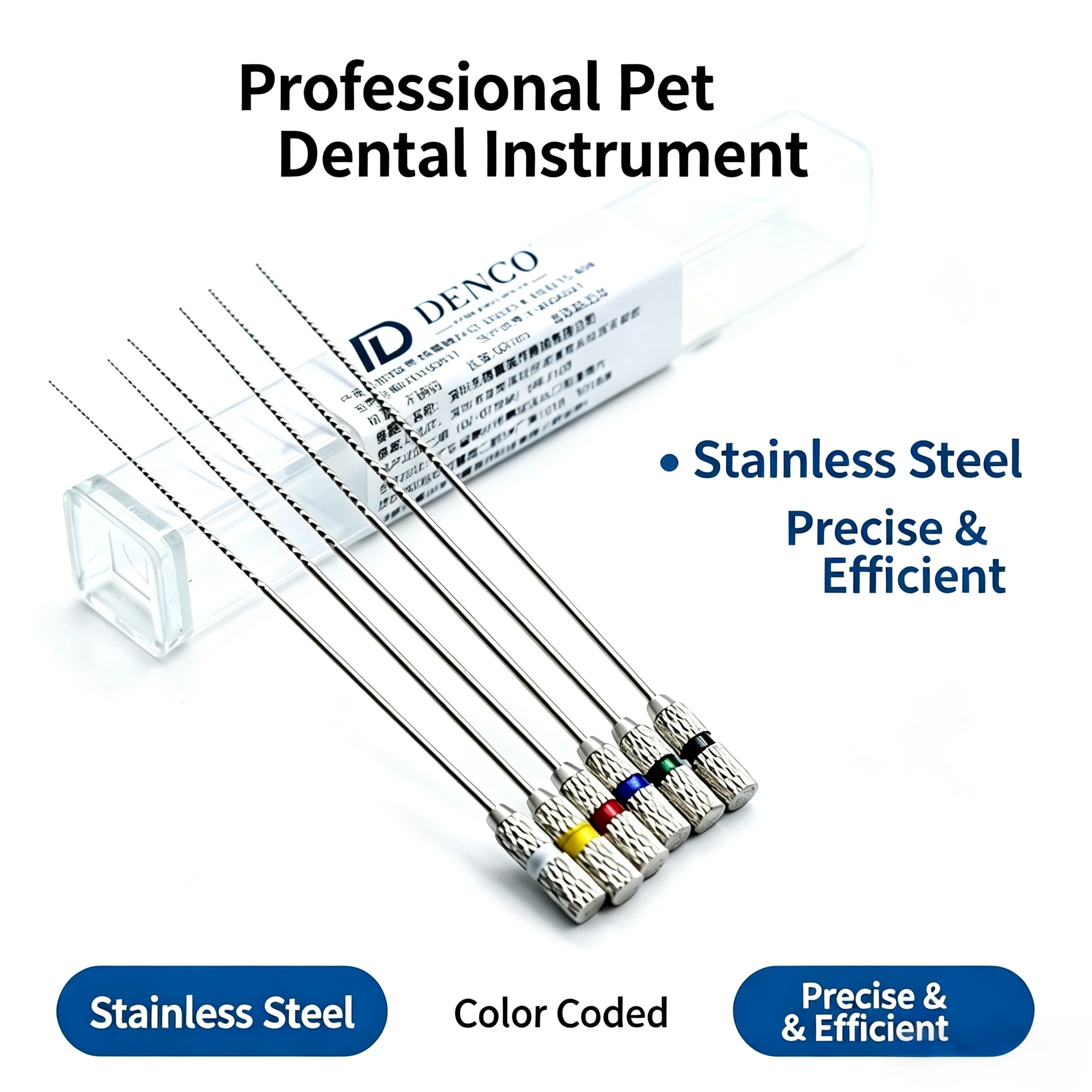 

Dental Animals Files Endodontic Rotary NiTi Files Stainless Steel Files 60mm Extra Long For Animal Clinic Root Canal Therapy