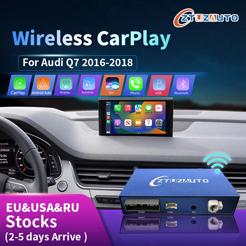 

Wireless Apple CarPlay Android Auto Interface for Audi Q7 2016-2018, with Mirror Link AirPlay Navigation Car Play Functions