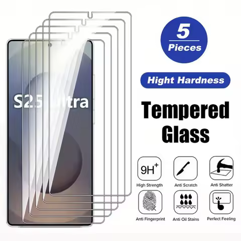 5Pack Tempered Glass Screen Protector for Samsung Galaxy S25 Ultra S24 S24 Ultra S24 FE S23 S22 S21 Plus FE Glass Film