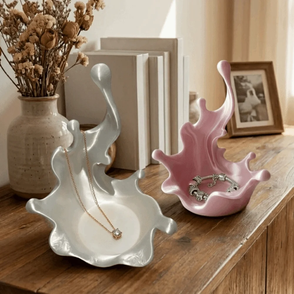 3D Printed Splash Shaped Jewelry Tray Plastic Decorative Earring Necklace Storage Dish Vivid Wave Shaped Sundries Storage Tray