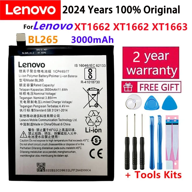 

Original BL265 3000mAh battery for Lenovo XT1662 For Motorola MOTO M XT1662 XT1663 Mobile Phone Battery +Fast Shipping