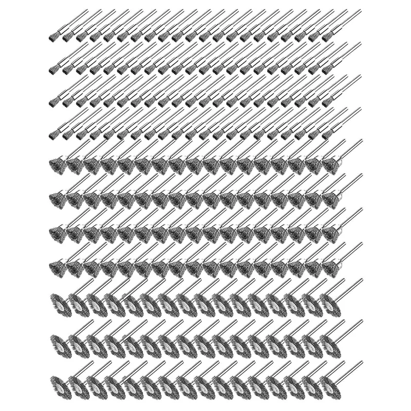 New 240 Pcs Wire Brush Set Wire Cup Brush Abrasive Wire Wheel Pen Brushes Kit Accessories Drill Rust 3 Millimeter Mandrel