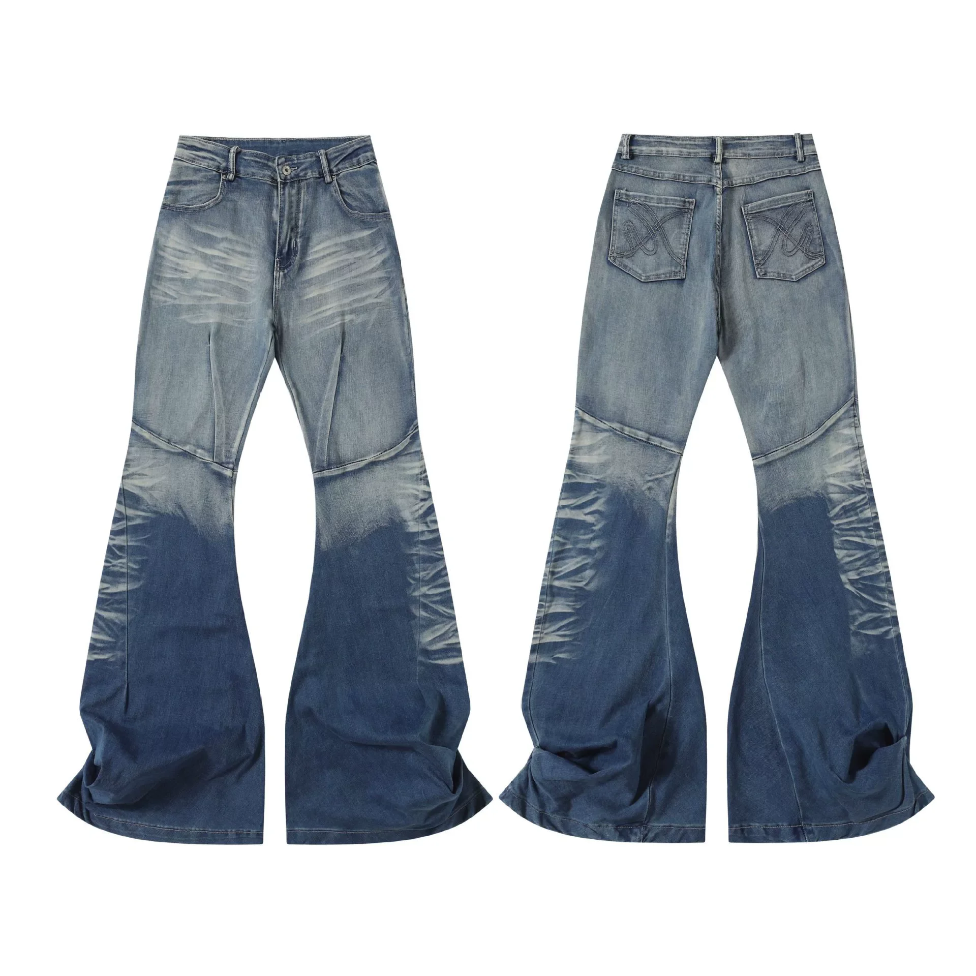 2026 Vintage Flared Jeans Women's Casual Washed Denim Pants Streetwear Hip Hop Jeans Trousers
