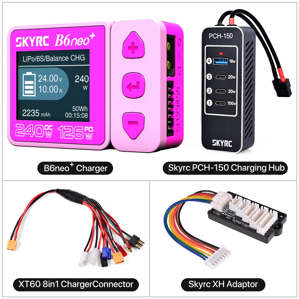 ​ SKYRC B6neo+ Smart Charger High Power DC240W PD126W Meertalige balanslader 600mA XT60/Type-C /PSA100 voedingsadapter