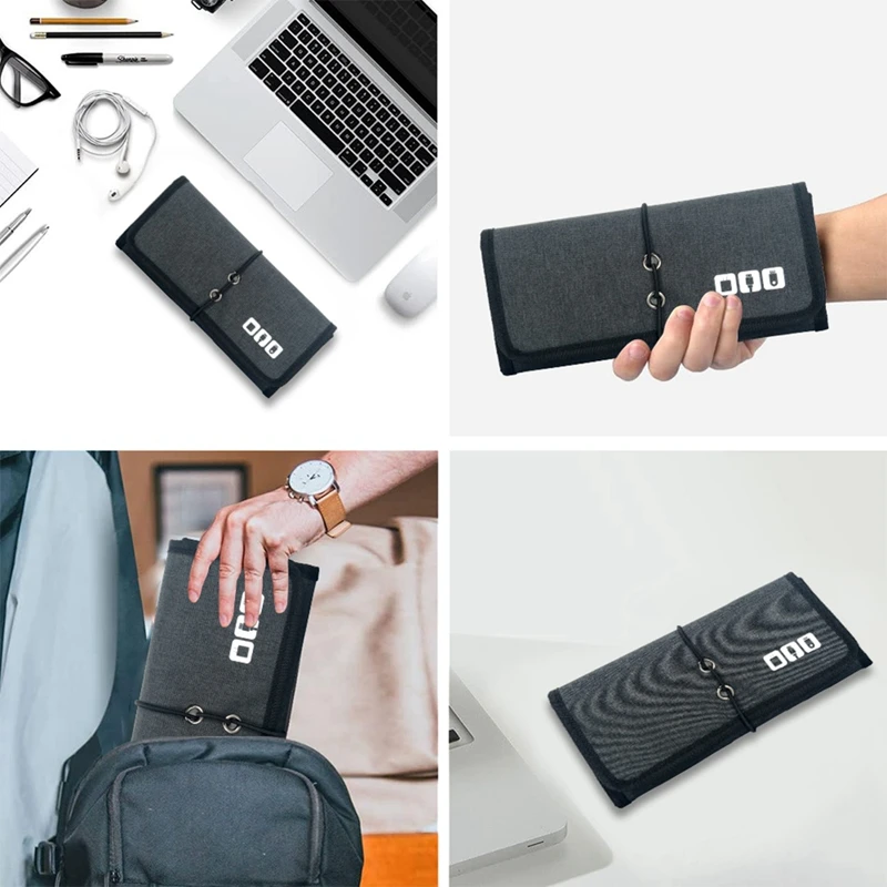 Electronic Organizer Cord Pouch Travel Cable Charger Bag Organizer For Power Bank USB Cables 1 Piece Black