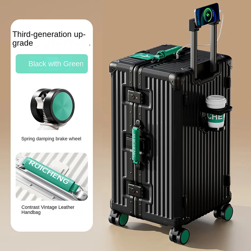 

26/30 inch PLUS Travel Suitcases Large Capacity Strong and Durable Thickened PC Aluminium Frame Trolley Suitcase 20'' Cabin Box
