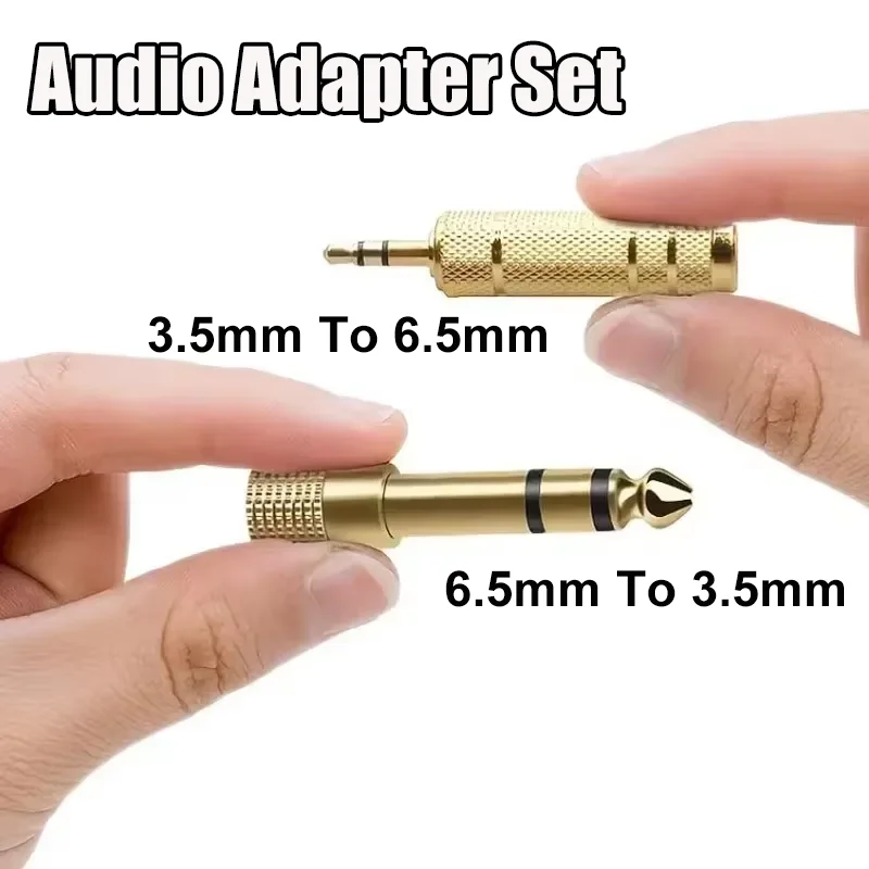 Audio Adapter Set 6.5mm To 3.5mm And 3.5mm To 6.5mm Stereo Headphone Audio Adapter Home Connectors Adapter Microphone Hot Sell