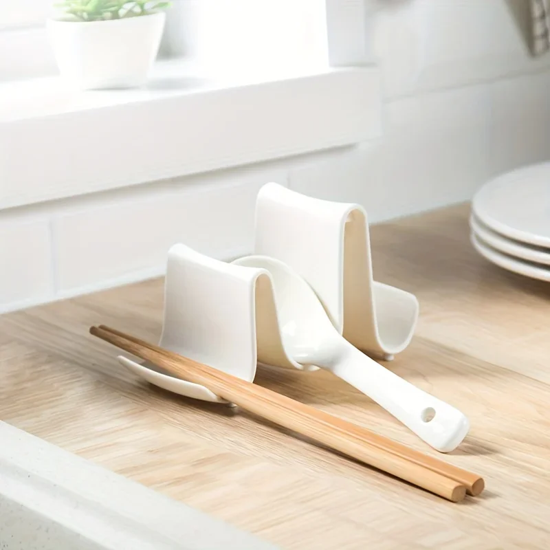 

1pc Innovative Wave Design Kitchen Organizer - Plastic Pot Lid Holder, Chopstick & Utensil Rack for Countertop Spoon rest holder