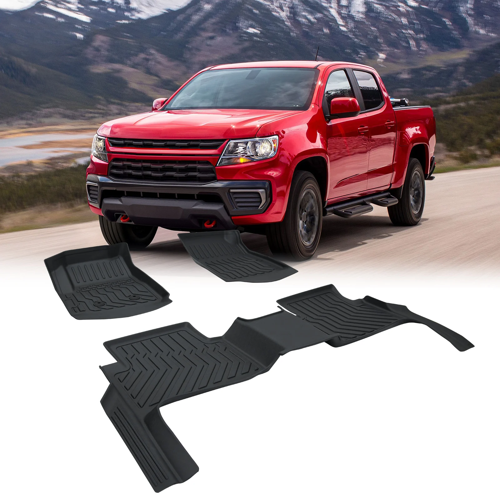 Tapis de sol de voiture en caoutchouc TPE, arc-en-ciel non ajusté, pour 15-22 GMC Canyon vents Crew