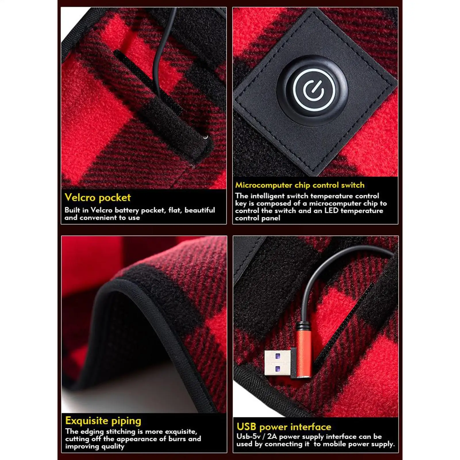 

Коврик для кемпинга с подогревом, регулируемый 3-ступенчатый теплый складной одеяло, спальный мешок, грелка для мужчин и женщин, пеший туризм, пикник, путешествия