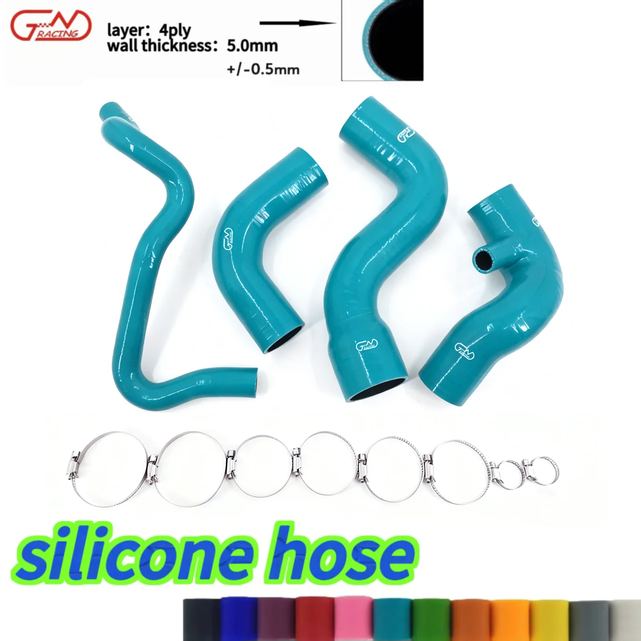 Silicone radiator Hoses 4 Ply with clamps kit For Audi A4 VW Passat B5 B5.5 1.8T 1994-2005