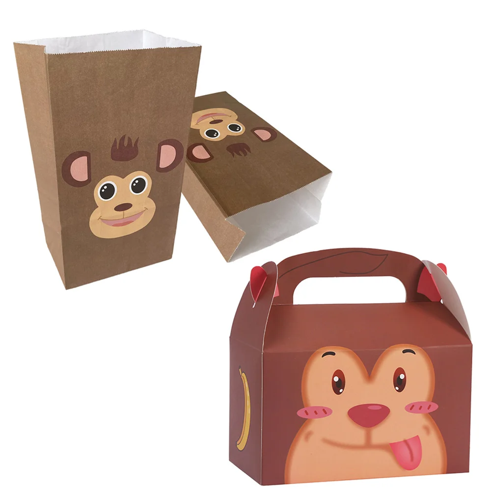 Monkey Birthday Baby Shower Gift Bags Monkey Party Supplies Faovr Boxes Zoo Animals Theme Party Treat Bag