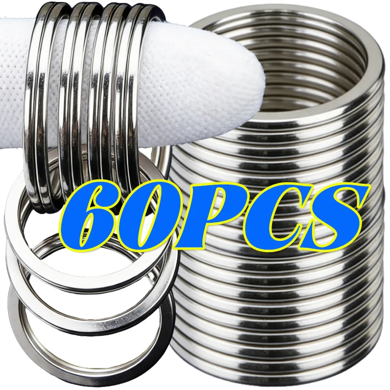 10-60pcs 30mm Round Flat Round Split Keychain Polished Metal Blank Circle for DIY Findings Stainless Steel Key Ring Key Chain