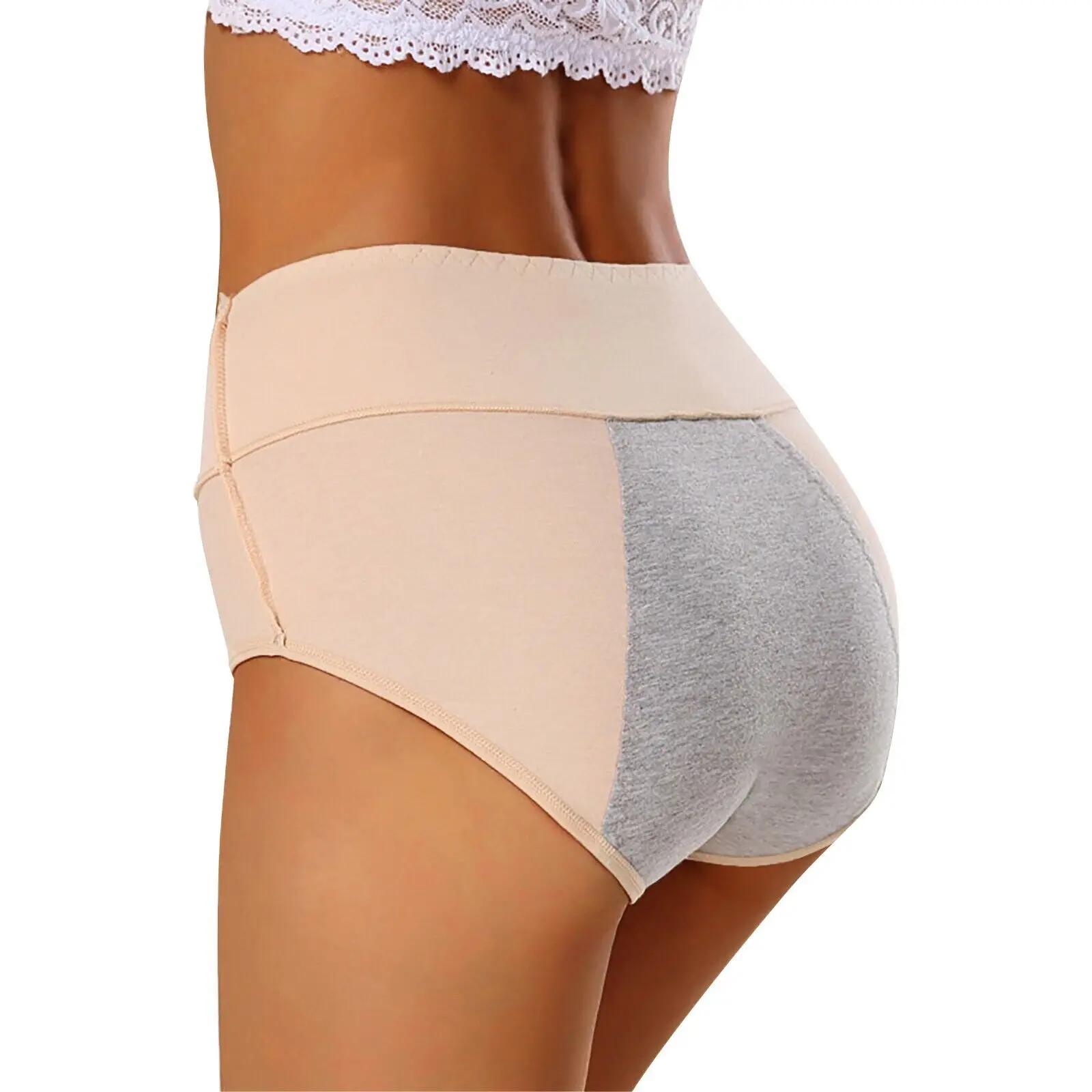 Womens Menstrual Period Panties Cotton Leak Proof Underwear Protective Briefs Comfortable High Waist L-2XL Size Women\'s Panties