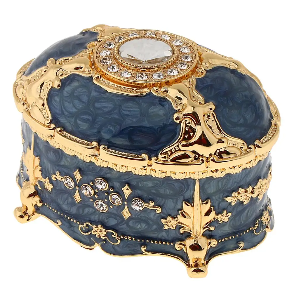 Metal Alloy Enamel Jewelry Box Trinket Case Jewelry Storage